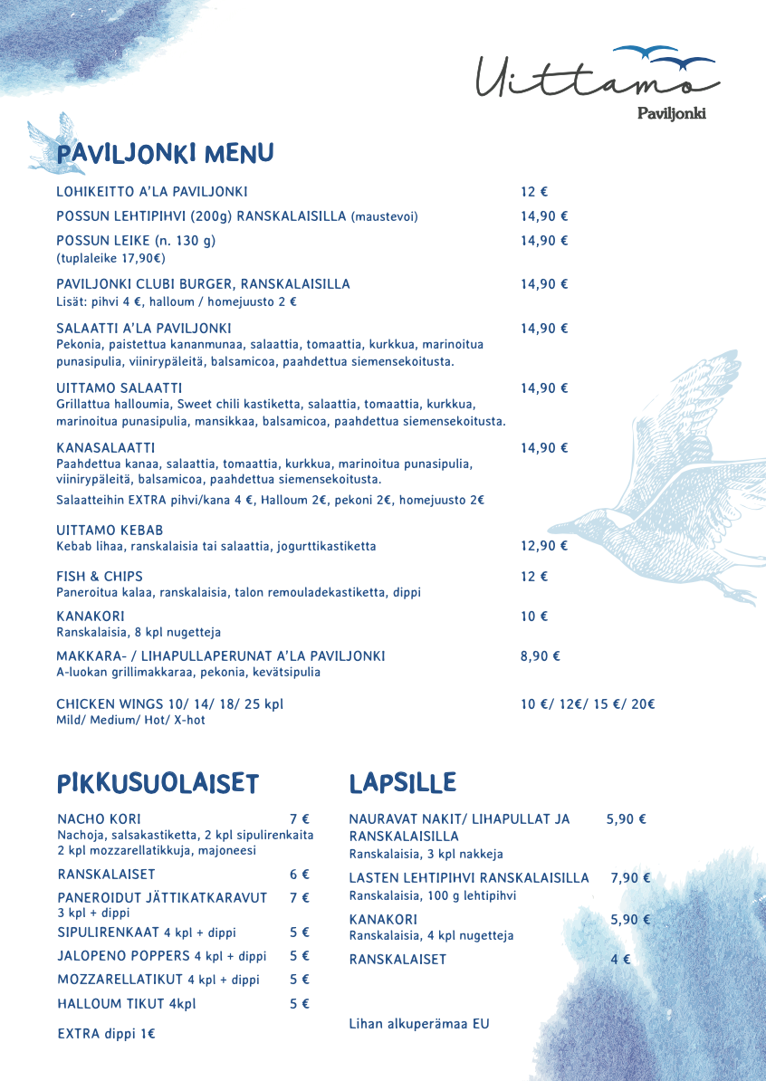 UIttamo Paviljonki ruokalista ja menu